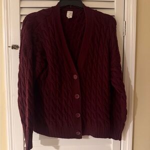 Joie Deep Red Cable Knit Cardigan